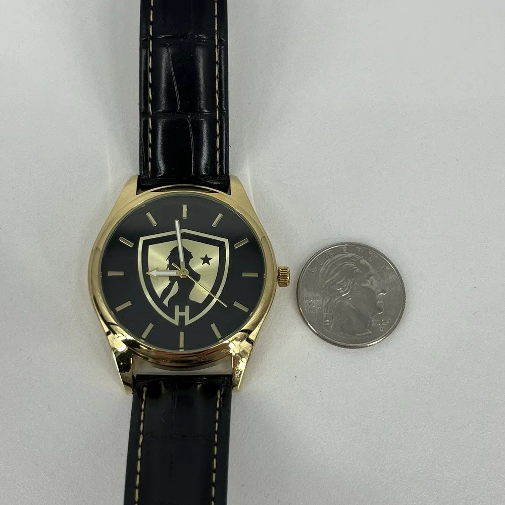 Game Time Hustler Watch Pioneer Black Series Shield Logo Gold Men's Size New